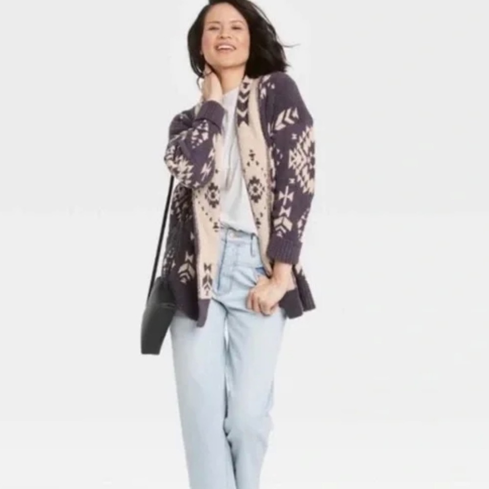 Target Knox Rose Geometric Print Sherpa Cardigan